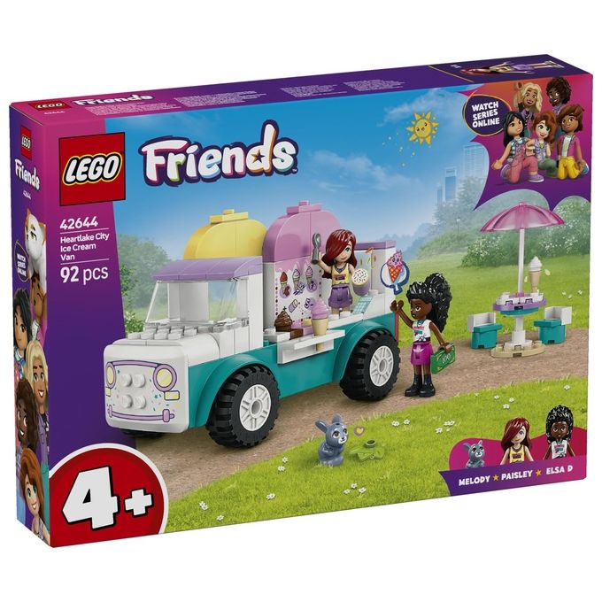 LEGO Friends Il Furgone dei Gelati di Heartlake City Giochi Creativi e Didattici per Bambine da 4 Anni con Camion Giocattolo 2 Mini Bamboline un Coniglietto Cibo e Accessori Set con Veicolo 42644