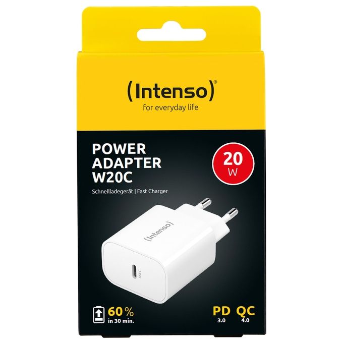 Intenso Power Adapter W20C Caricatore USB-C da 20 Watt Bianco