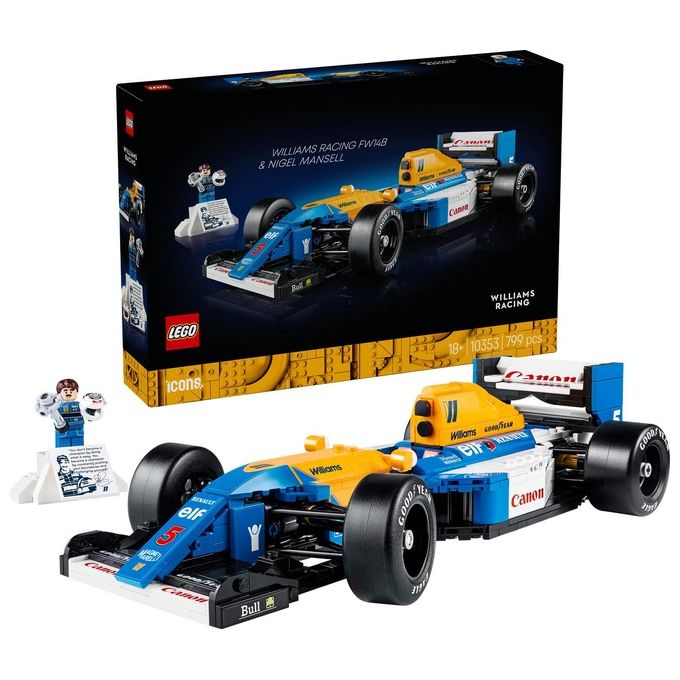 LEGO Icons Williams Racing FW14B e Nigel Mansell - Modellino di Auto F1 da Costruire con Minifigure del Pilota da Collezione, Trofeo e Supporto da Esposizione, Idea Regalo Adulti, Uomo o Donna 10353