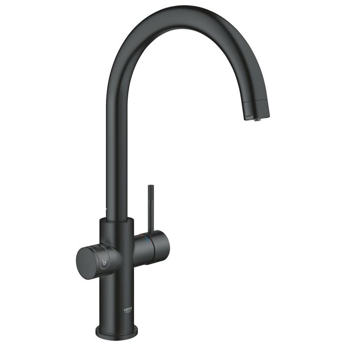 Grohe 31 455 KS1 Blue Home Miscelatore monocomando con bocca alta girevole 150°e sistema filtrante dell'acqua Velvet Nero