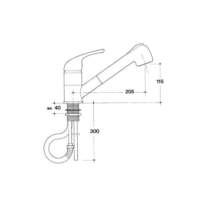 Crolla 7070CR CR Tecnomix Miscelatore monocomando con Doccetta Estraibile a 2 getti in abs e Bocca girevole Cromo