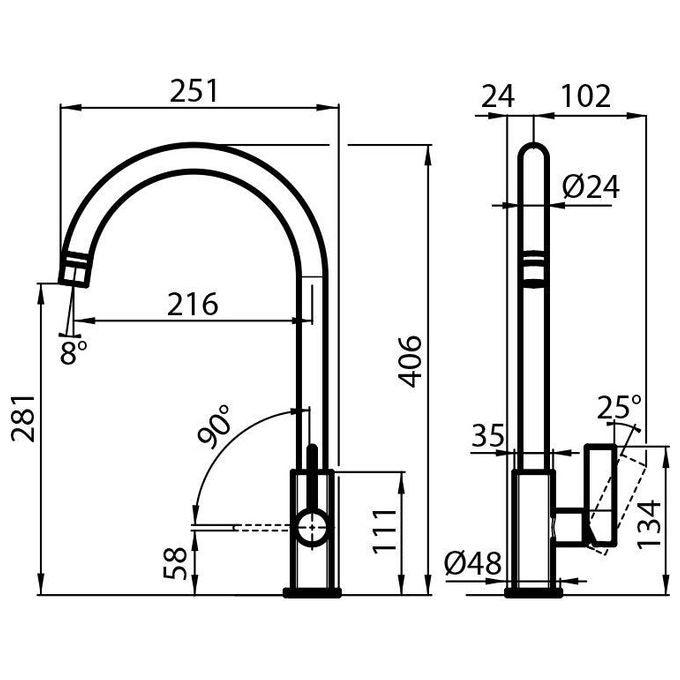 Foster 8441 000 Delta Miscelatore monocomando con canna girevole 360° Cromo