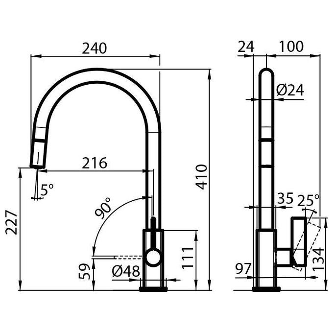 Foster 8441 030 Delta plus Miscelatore monocomando con canna girevole ed estraibile Cromato