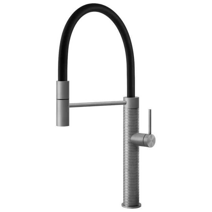 Foster 8424100 Marine Skin Miscelatore monocomando con Canna girevole e doccia snodabile Inox Satinato