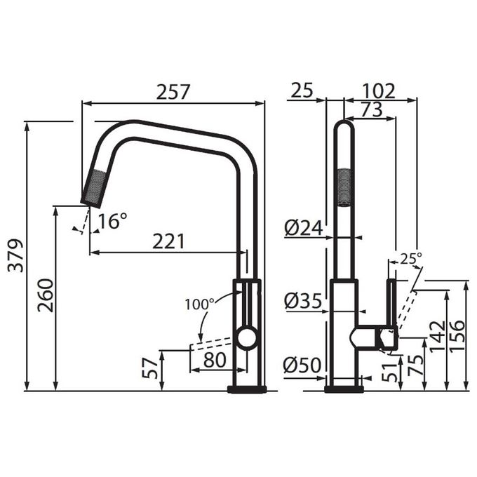 Foster 8522000 KS Plus Miscelatore monocomando con canna girevole e doccetta estraibile Cromo