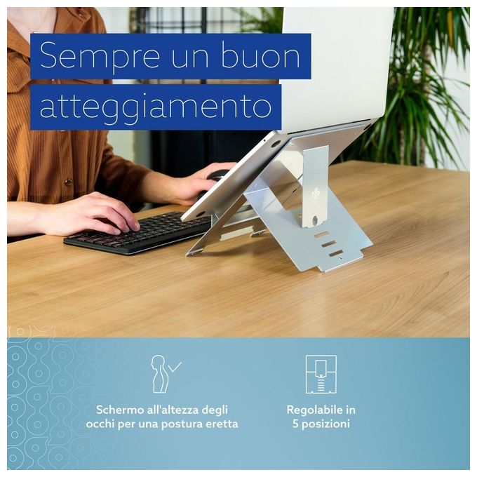 R-Go Tools R-Go Riser Flessibile Supporto Portatile Regolabile Argento