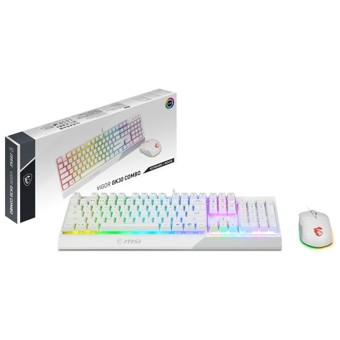 MSI Vigor GK30 Combo White Tastiera Mouse Incluso USB QWERTY Italiano Bianco