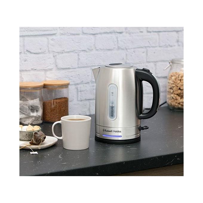Russell Hobbs Quiet Kettle – Bollitore elettrico 1.7 L, Potenza 2400 W, Corpo in acciaio inox, Tecnologia silenziosa Quiet Boil, Sistema di sicurezza autospegnimento, Colore Acciaio