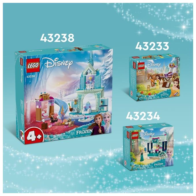 LEGO Disney Princess 43238 Castello di Ghiaccio di Elsa di Frozen, Palazzo Giocattolo delle Principesse, Giochi per Bambini 4+