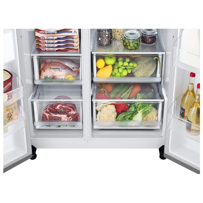 LG GSBV70DSTM Frigorifero Side by Side Capacita' 655 Litri Classe energetica F Total No Frost Compressore Smart Inverter 179 cm Inox
