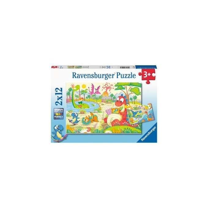 Ravensburger Puzzle 2x12 Pezzi Dinosauri Giocosi
