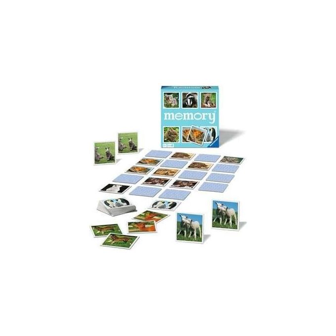 Ravensburger 20879 Memory Animal Babies Gioco di Abbinamento 64 Carte 32 Coppie 2-8 Giocatori 3+ anni