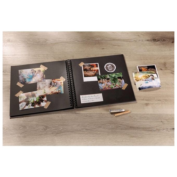 Walther Album Fotografico Fun Grigio a Spirale 26x25cm 40 Pagine Nere