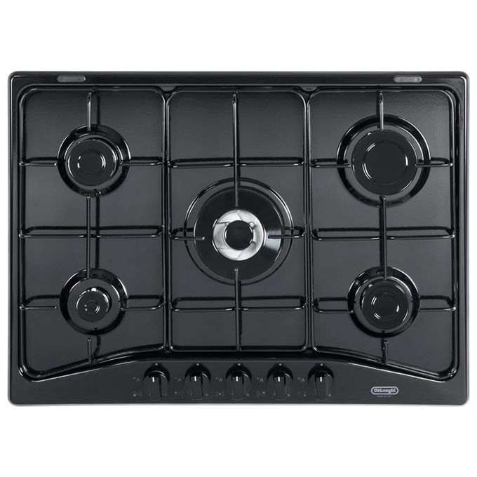 DeLonghi YNF57ASV Piano Cottura a Gas 5 Zone 1 Bruciatore Tripla Corona 70 cm Nero