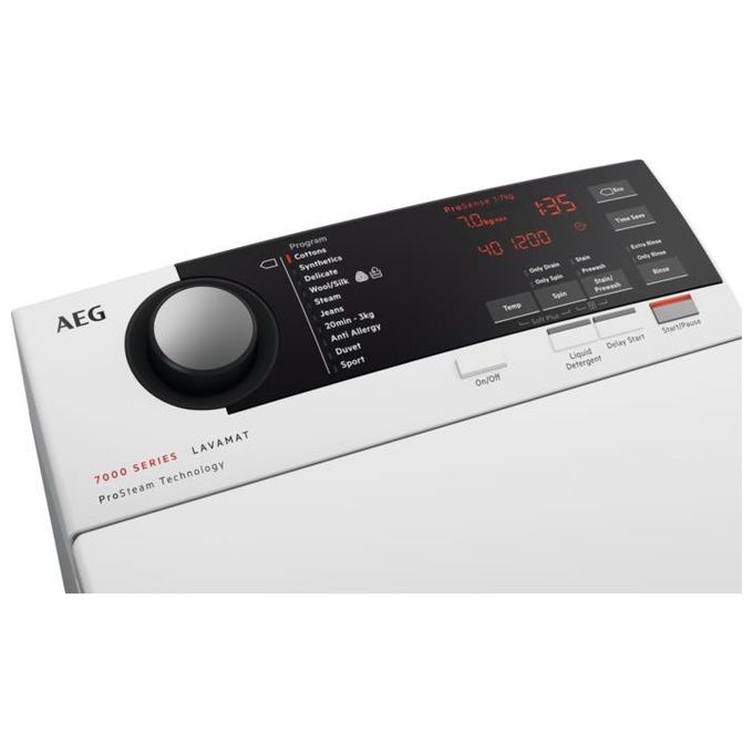 AEG L7TBE624 Serie 7000 Lavatrice Carica dall'Alto ProSteam ProSense Opzione SoftPlus Classe energetica B Capacita' di carico 6 Kg Centrifuga 1200 giri  Motore OKO Inverter Apertura Soft Opening