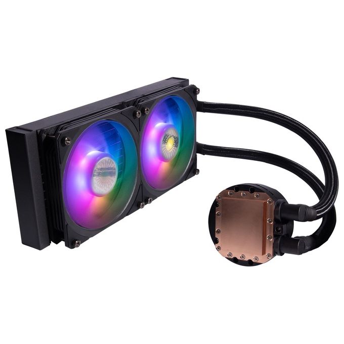 Cooler Master MasterLiquid PL240 Flux - Sistema di Raffreddamento a Liquido AIO per CPU, 2 Ventole 120 mm, Radiatore 240 mm, Controller RGB Indirizzabile Gen2 - Supporta AMD e Intel