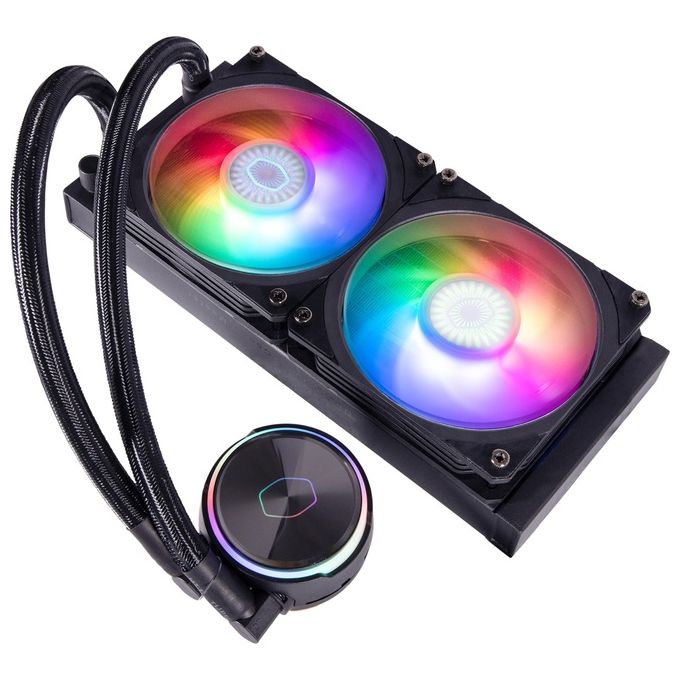 Cooler Master MasterLiquid PL240 Flux - Sistema di Raffreddamento a Liquido AIO per CPU, 2 Ventole 120 mm, Radiatore 240 mm, Controller RGB Indirizzabile Gen2 - Supporta AMD e Intel