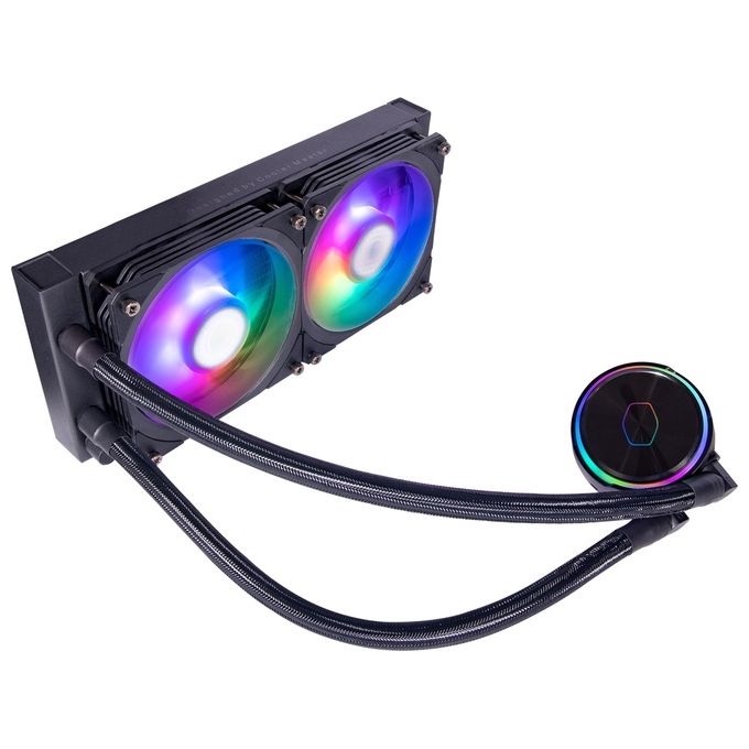 Cooler Master MasterLiquid PL240 Flux - Sistema di Raffreddamento a Liquido AIO per CPU, 2 Ventole 120 mm, Radiatore 240 mm, Controller RGB Indirizzabile Gen2 - Supporta AMD e Intel