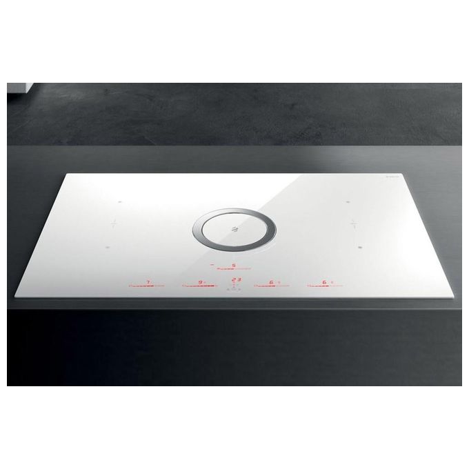 Elica NIKOLATESLA SWITCH WH-F-80 Piano cottura aspirante a Induzione con cappa filtrante integrata 4 zone 83 cm Comandi Touch control 550 m3-h Vetro Bianco PRF0146213A