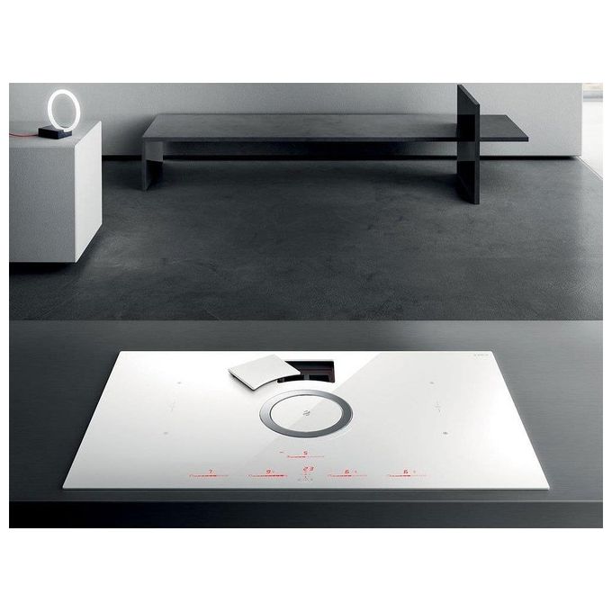Elica NIKOLATESLA SWITCH WH-F-80 Piano cottura aspirante a Induzione con cappa filtrante integrata 4 zone 83 cm Comandi Touch control 550 m3-h Vetro Bianco PRF0146213A