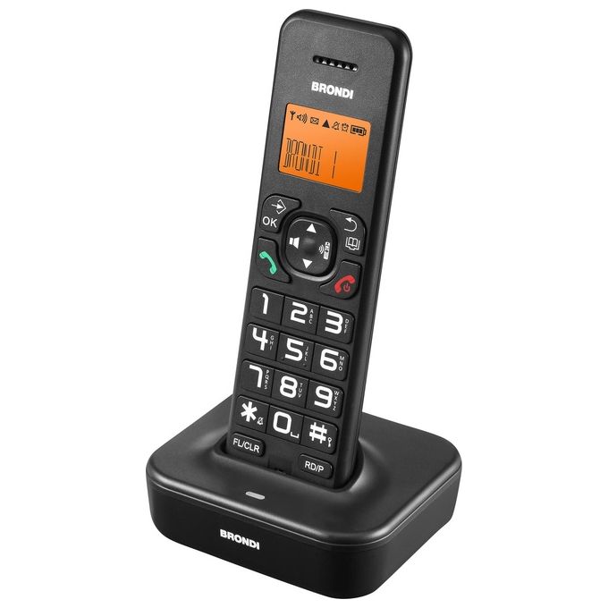 Brondi Bravo Star Cordless Ampio Display 50 Memorie ID chiamante Vivavoce Nero