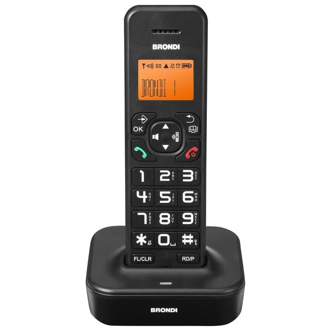 Brondi Bravo Star Cordless Ampio Display 50 Memorie ID chiamante Vivavoce Nero