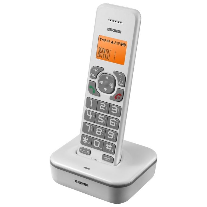 Brondi Bravo Star Cordless Ampio Display 50 Memorie ID chiamante Vivavoce Bianco-Grigio