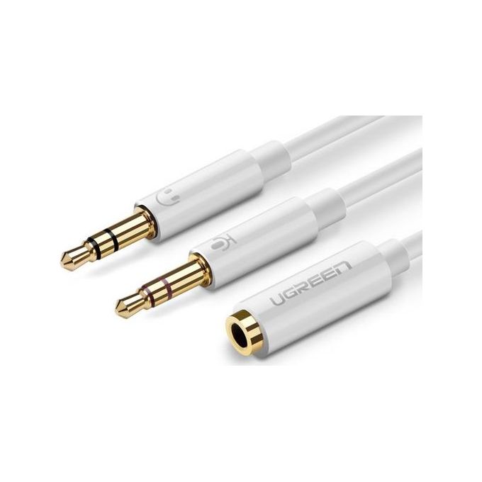 Ugreen Cavo Audio 3.5mm Femmina a 2 Maschio Case Abs Bianco