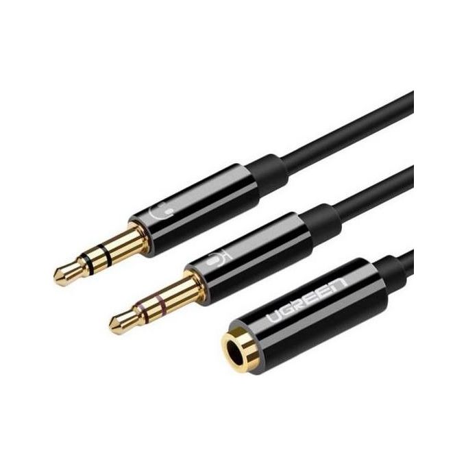Ugreen Cavo Audio 3.5mm Femmina a 2 Maschio Case Abs Nero