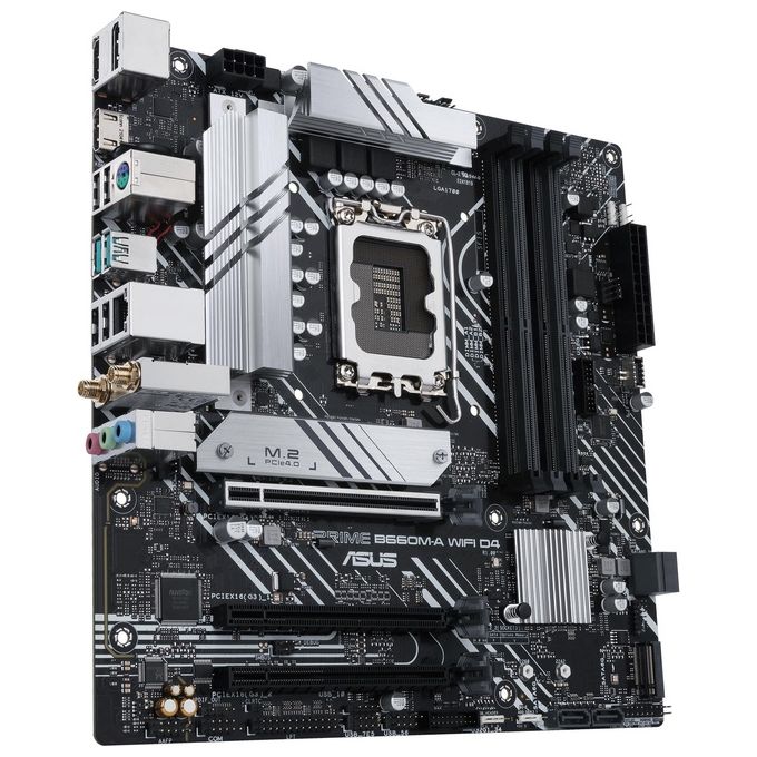 ASUS PRIME B660M-A WiFi D4 Scheda Madre mATX, Intel B660, LGA1700, DDR4, PCI 4.0, LAN Intel 1Gb, WiFi 6, Realtek 7.1 Surround, 2xM.2, 4xSATA 6GB-s, USB 3.2 Gen 2, Armoury Crate, Nero