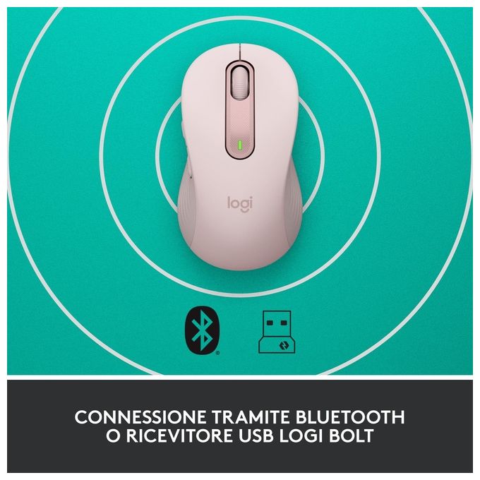 Logitech Signature M650 L Mouse Wireless Full Size Rosa
