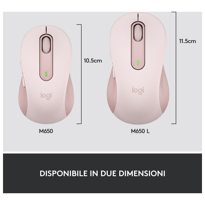 Logitech Signature M650 L Mouse Wireless Full Size Rosa