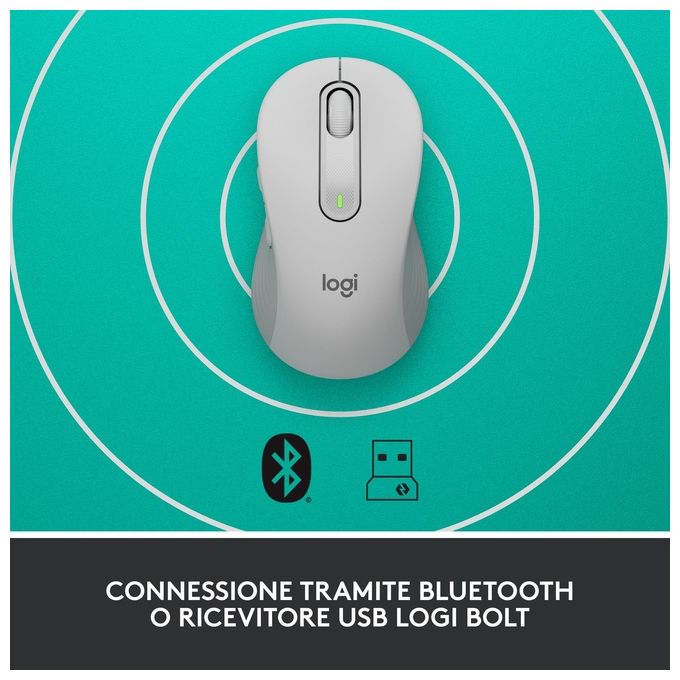 Logitech Signature M650 Mouse Mano Destra Wireless a RF  Bluetooth Ottico 2000 DPI
