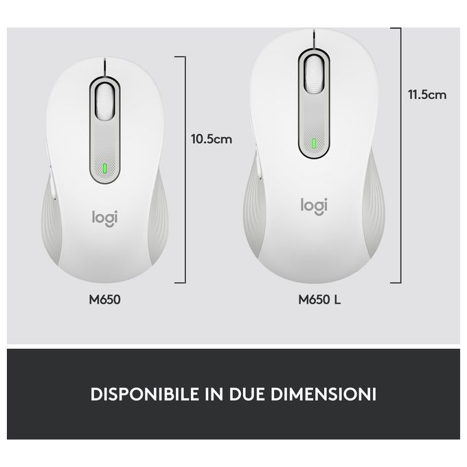 Logitech Signature M650 Mouse Mano Destra Wireless a RF  Bluetooth Ottico 2000 DPI