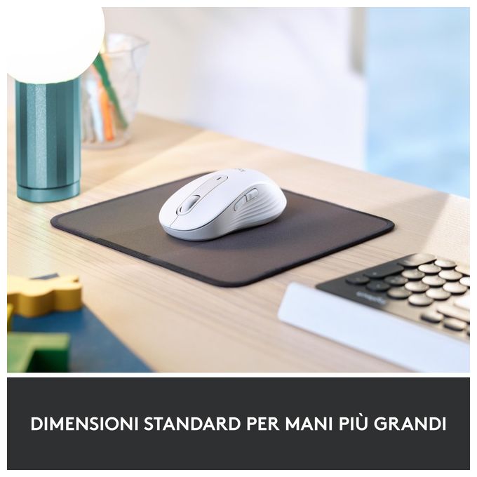 Logitech Signature M650 L Mouse Wireless Full Size Bianco