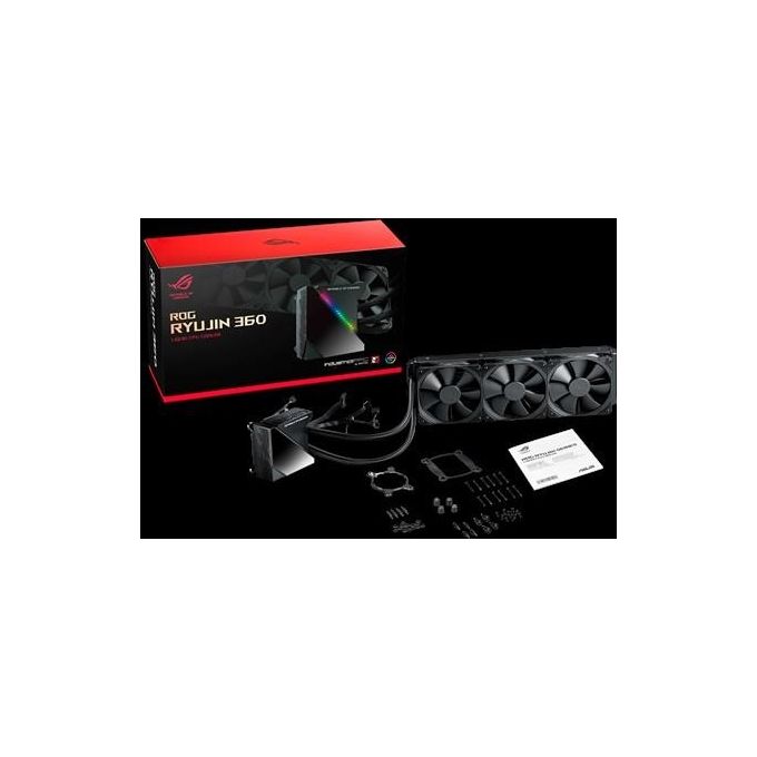 ASUS ROG RYUJIN 360 Sistema di Raffreddamento per CPU All-In-One Liquid, Display OLED, Aura Sync RGB, Noctua Ippc 2000 Pwm, 3 Ventole di Raffreddamento da 120 mm, Nero