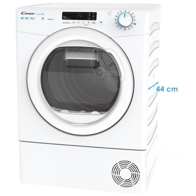 Candy CSO4H7A1DE-S - Asciugatrice slim a pompa di calore 7 kg, Classe A+, connettivita' Wi-Fi + Bluetooth, partenza ritardata, (85x60x46,5 cm), Bianco