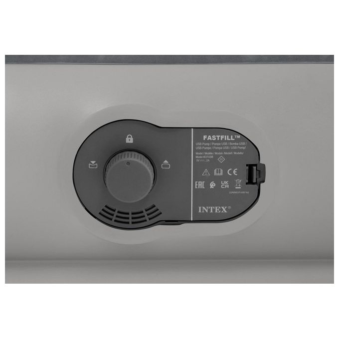 Intex Materasso Gonfiabile Matrimoniale, Grigio, Pompa Integrata, 203x152x30cm