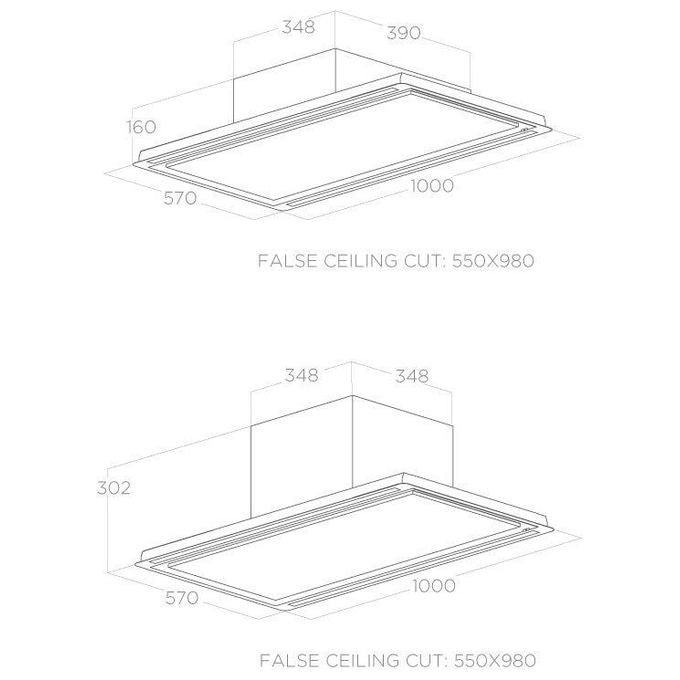 Elica PRF0173444A Cappa a Soffitto Classe Energetica A 3 Velocita' + 2 Intensive Hilight-X H30 WH-A-100 Aspirante Portata 780 m³-h 100 cm Bianco