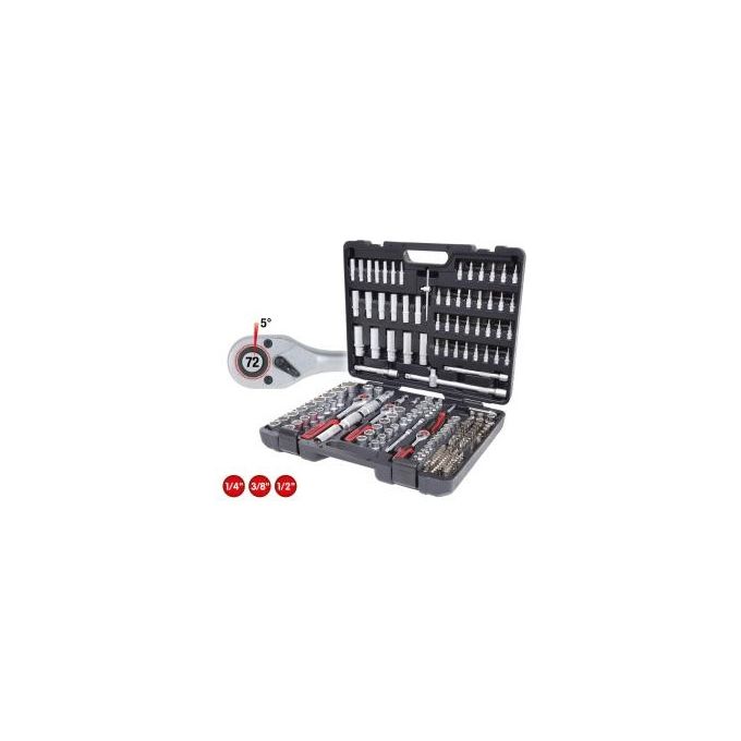 KS Tools 1-4''+3-8''+1-2'' Serie di Chiavi a Bussola 195 Pezzi