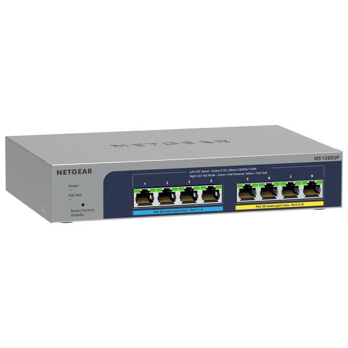Netgear MS108EUP-100EUS Switch Plus Ethernet 8 porte Multi-Gigabit (25 G) Ultra60 PoE