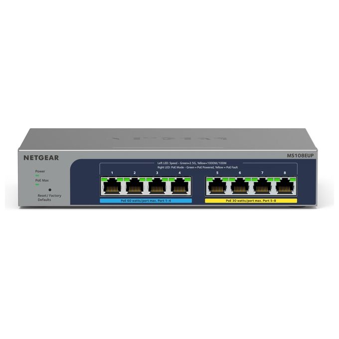 Netgear MS108EUP-100EUS Switch Plus Ethernet 8 porte Multi-Gigabit (25 G) Ultra60 PoE