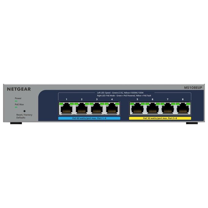 Netgear MS108EUP-100EUS Switch Plus Ethernet 8 porte Multi-Gigabit (25 G) Ultra60 PoE