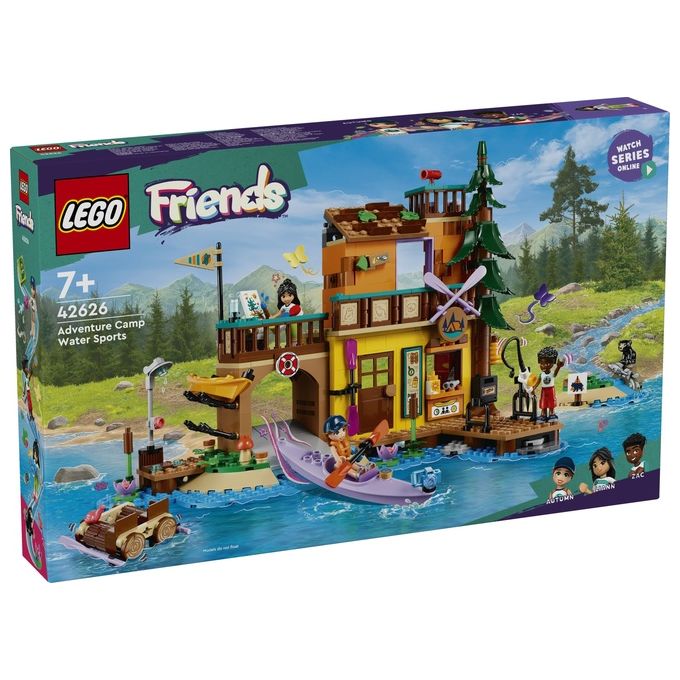 LEGO Friends 42626 Campo Avventura Sport Acquatici Giochi di Ruolo Educativi per Bambine e Bambini da 7 Anni con Molo e Campeggio Giocattolo da Costruire Accessori e 3 Personaggi Idea Regalo