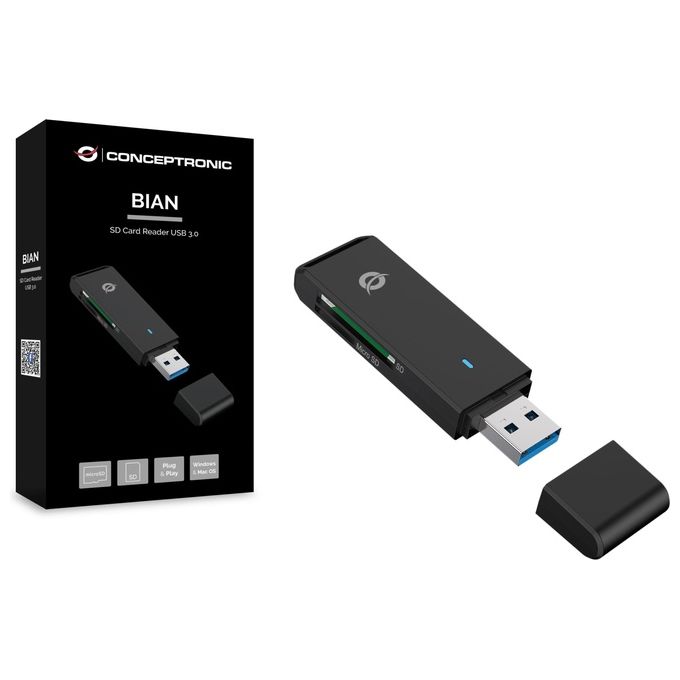 Conceptronic BIAN02B Lettore di Schede Usb 3.2 Gen 1 Type-A Nero