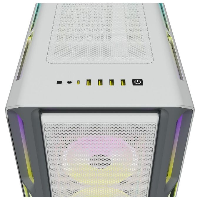 Corsair iCUE 5000T RGB, case Mid Tower ATX, 208 LED RGB gestibili singolarmente, spazio per piu' radiatori da 360mm, cablaggi facilitati, 3 ventole LL120 RGB e Commander CORE XT inclusi, bianco