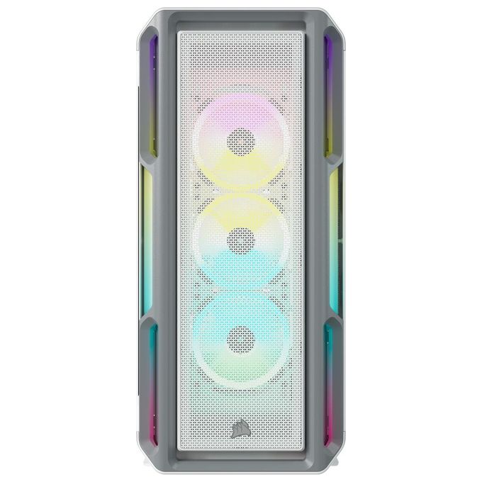 Corsair iCUE 5000T RGB, case Mid Tower ATX, 208 LED RGB gestibili singolarmente, spazio per piu' radiatori da 360mm, cablaggi facilitati, 3 ventole LL120 RGB e Commander CORE XT inclusi, bianco