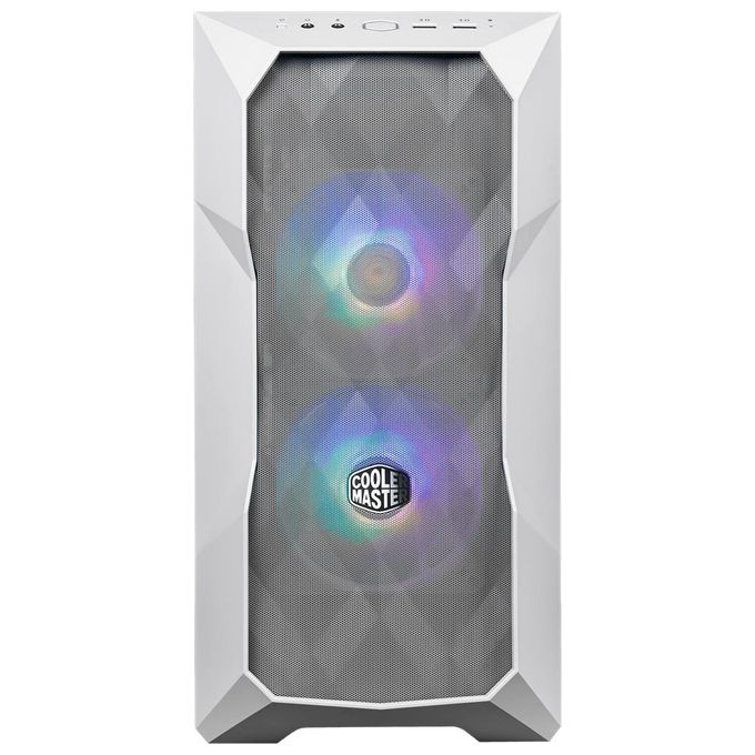 Case MasterBox TD300 Mesh White, 2USB3.2,2xCombo 2.5-3.5,2x2.5,2x120mm SickleFlow PWM ARGB Front Fans,ARGB-PWM Hub,NO PSU