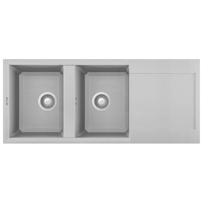 Elleci LMY50079 Easy 500 Lavello Metaltek Grigio Aluminium da Incasso Gocciolatoio Reversibile 2 Vasche 116x50cm
