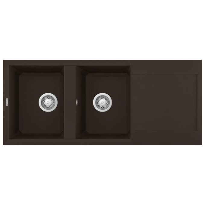 Elleci LMY50078 Easy 500 Lavello Metaltek Espresso Marrone da Incasso Gocciolatoio Reversibile 2 Vasche 116x50cm